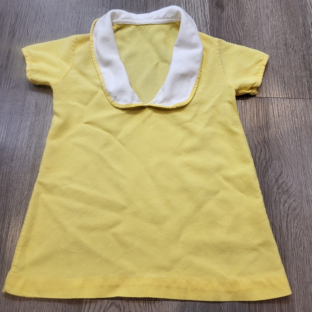 Vintage Toddler Girls Yellow Blouse‎ Short Sleeve  3-4 yrs old see photo!
